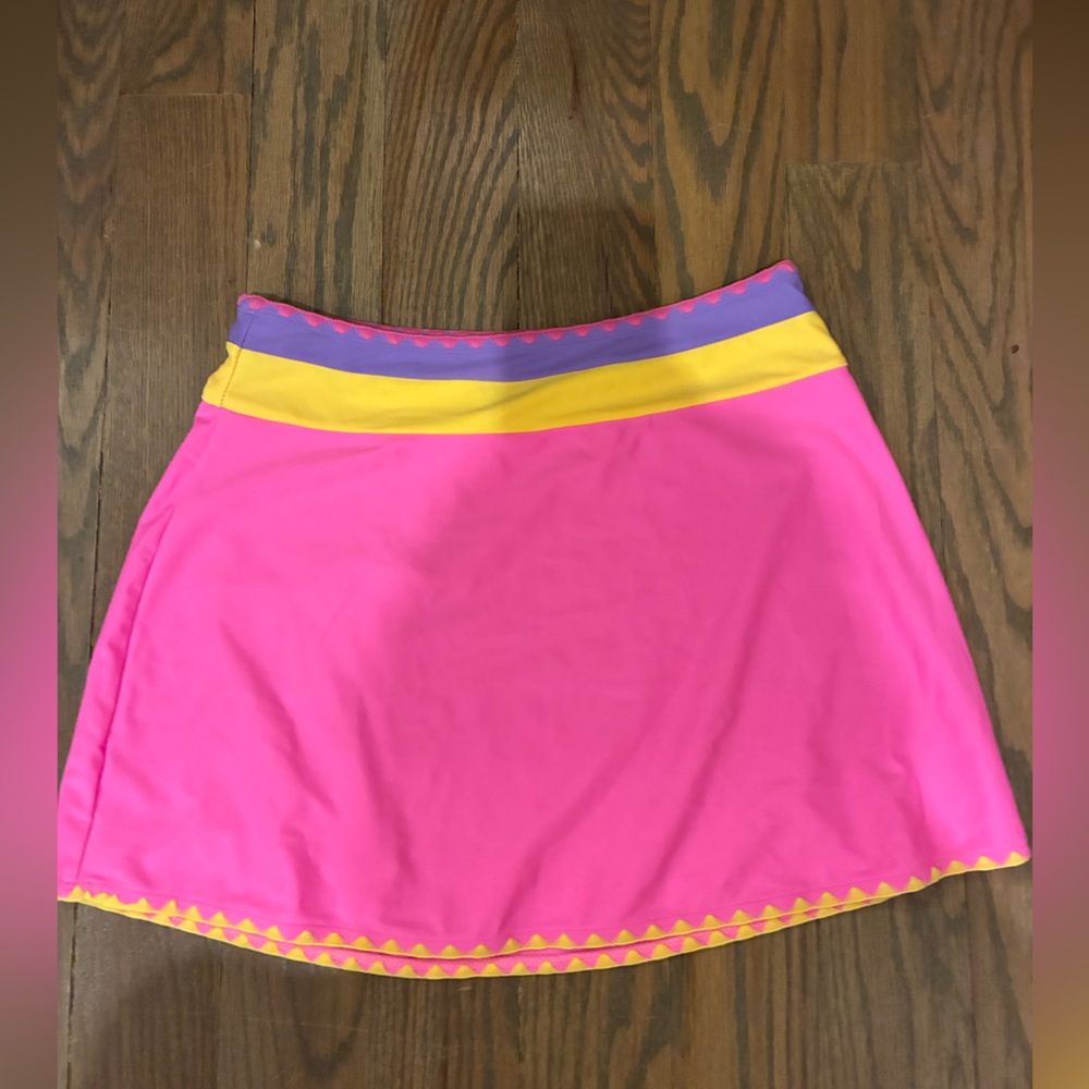 Women’s Swim Coverup Skirt in Hot Pink with Yellow Trim